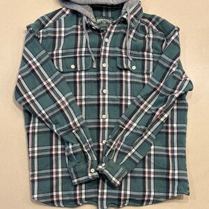 American Eagle Plaid Hooded Shirt